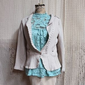 Lily White Floral Lace Peekaboo Top Large